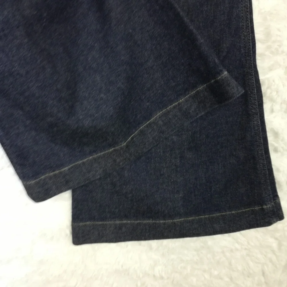 Spanx Womens Jeans Flare Leg Blue Denim Dark Wash Pintuck Seam Pull On High L